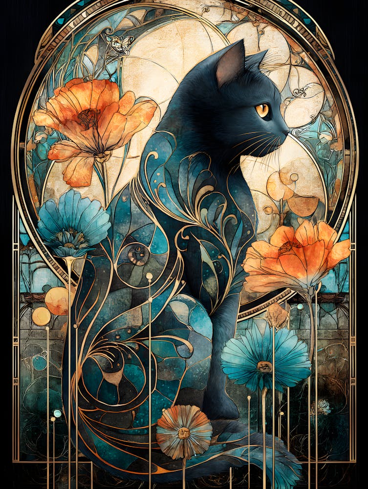 Cat In A Stained Glass Window