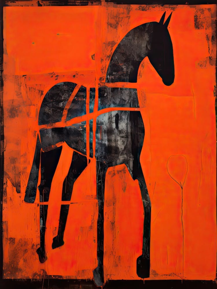 Horse, Woodblock Animal  Drawing 2