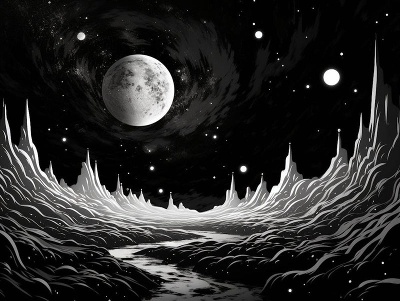 Space Abstract Black And White 8