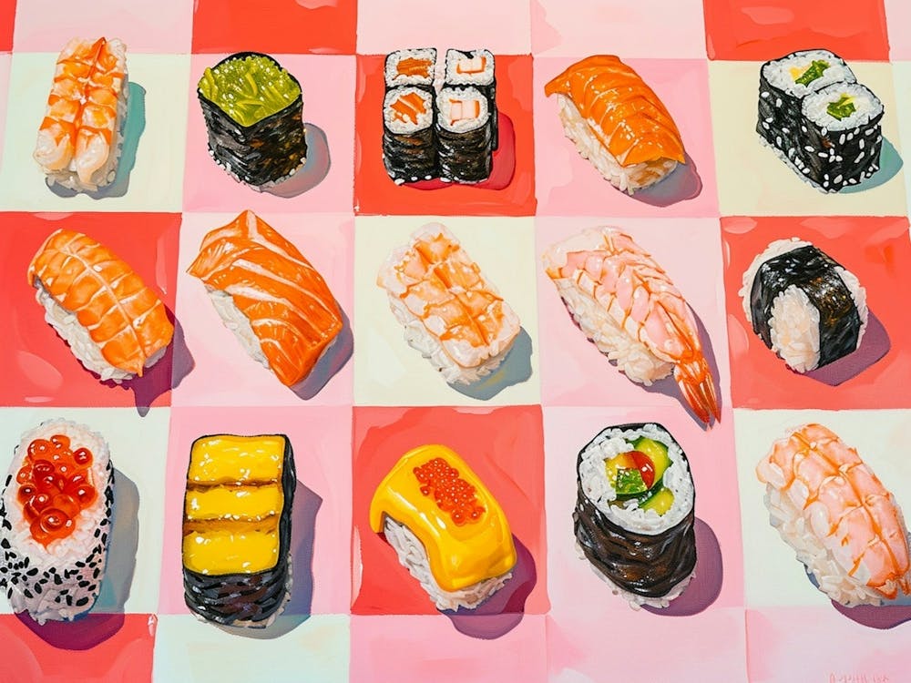 Sushi Pink Checkerboard 1
