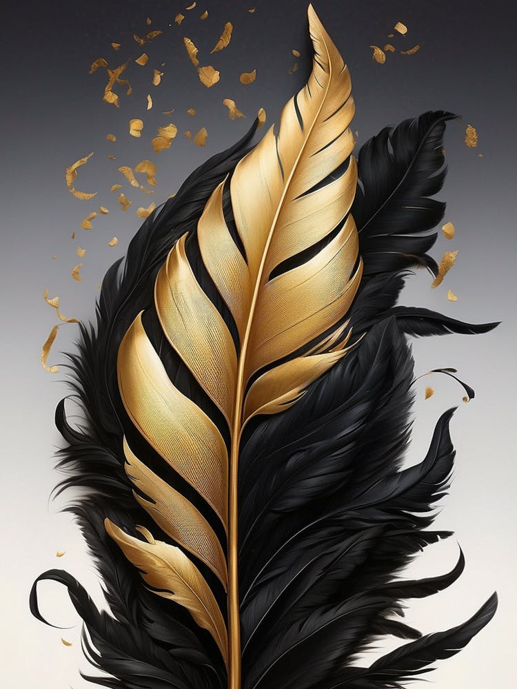 Black And Gold Feather