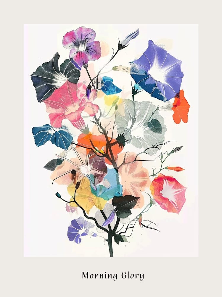 Morning Glory 2 Collage Flower Bouquet Poster