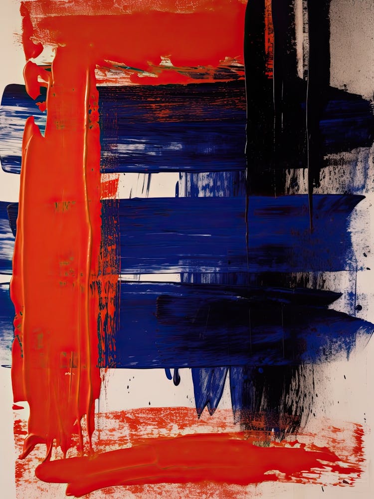Blue And Red Brush Strokes Abstract 4