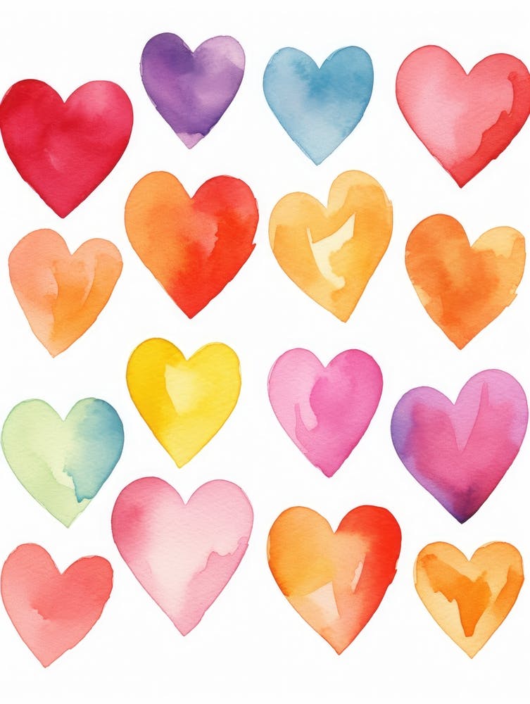 Watercolor Hearts 1