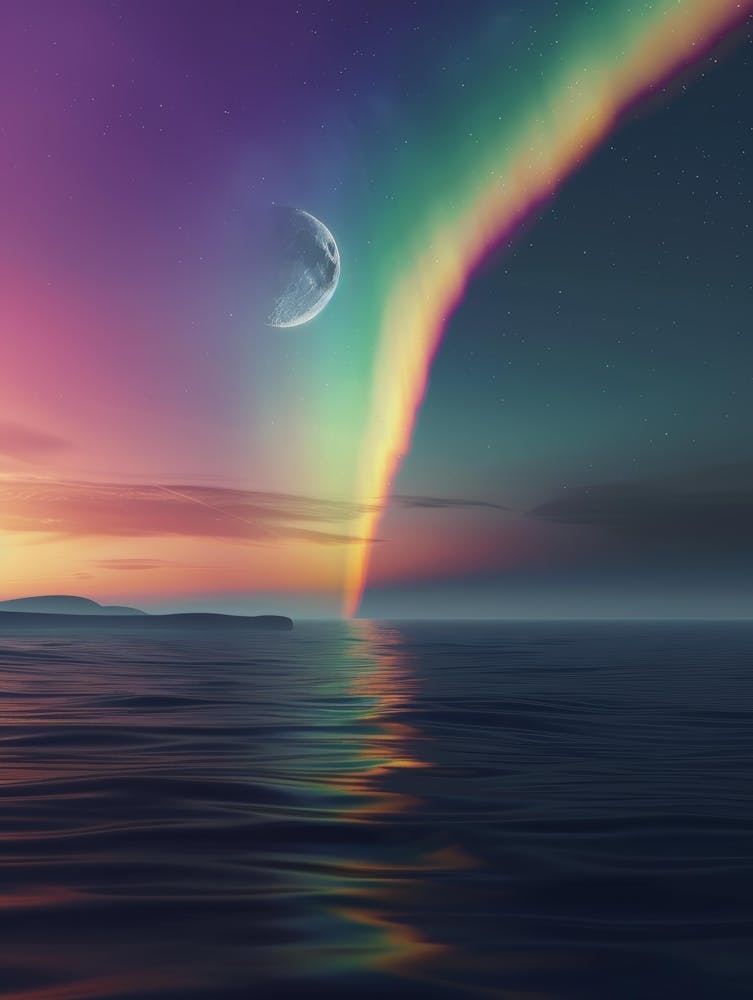 Rainbow Over The Ocean