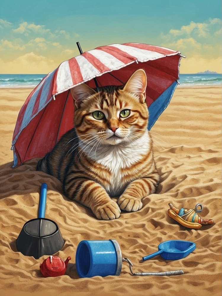 Cat On The Beach