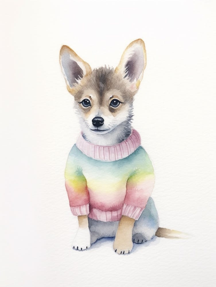 Baby-Tier Aquarell Wolf 1