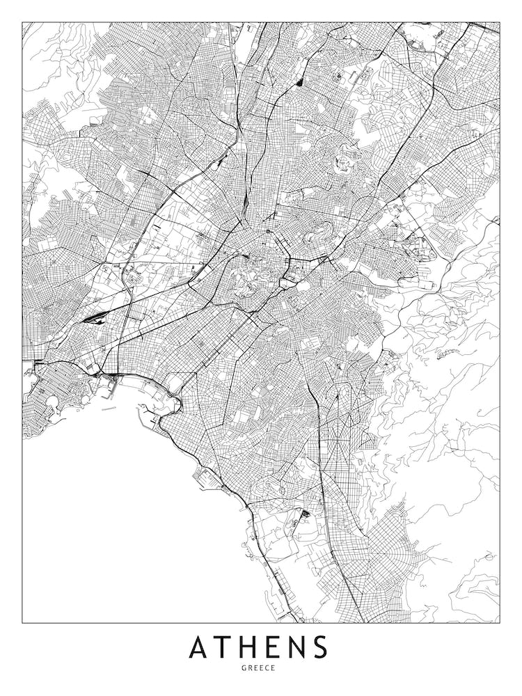 Athens White Map