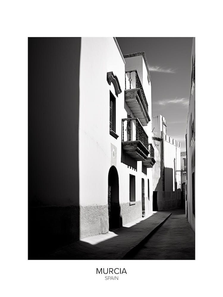 Poster Of Murcia, Spain, Black And White Analogue Photography 1