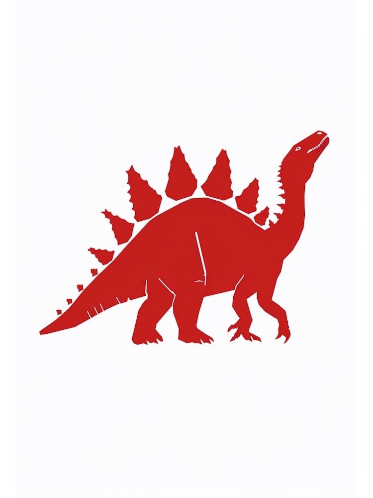 Red Stegosaurus Dinosaur Silhouette 1
