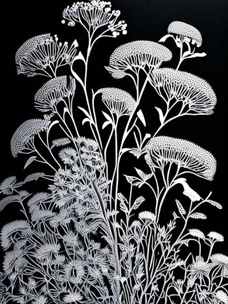 Wilde Möhre Wildblume Linolschnitt 1