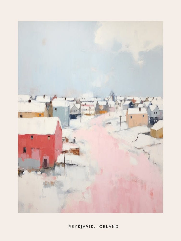 Dreamy Winter Painting Poster Reykjavik Iceland 3