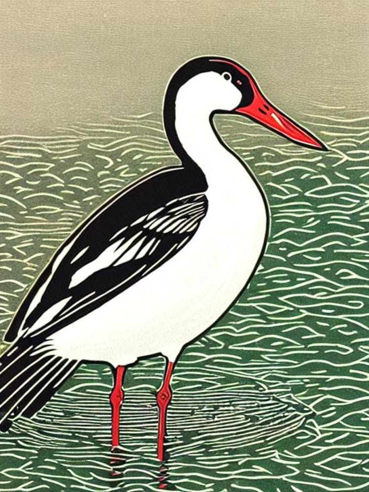 Bird Canvasback Linocut Bird