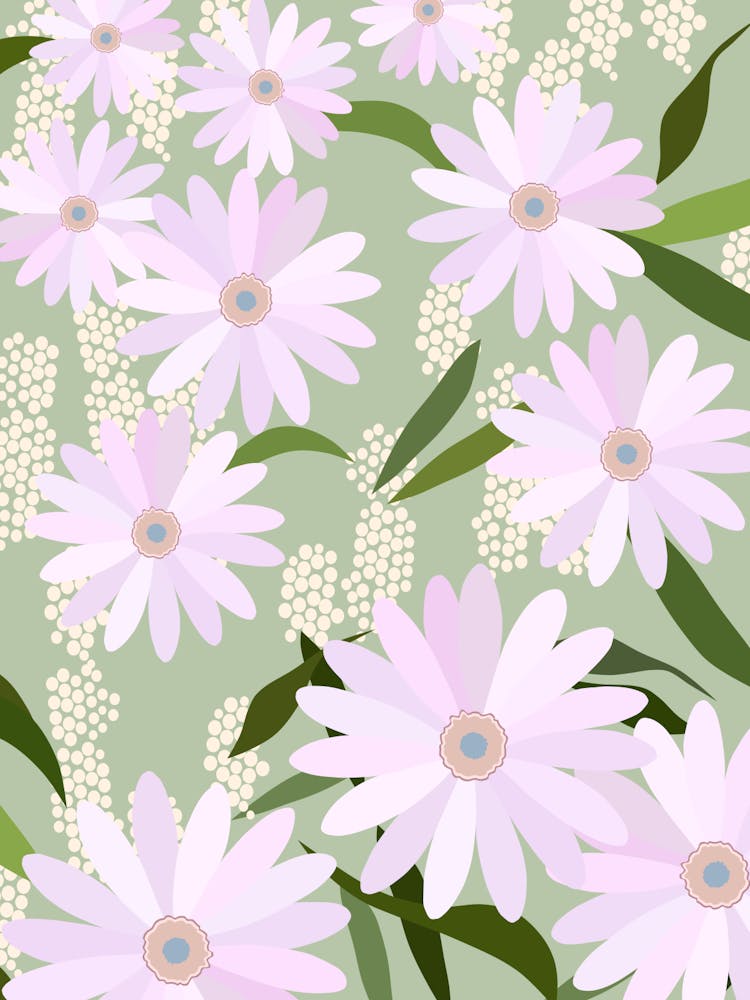 Playful Daisies | 01 - Lilac And Pastel Green