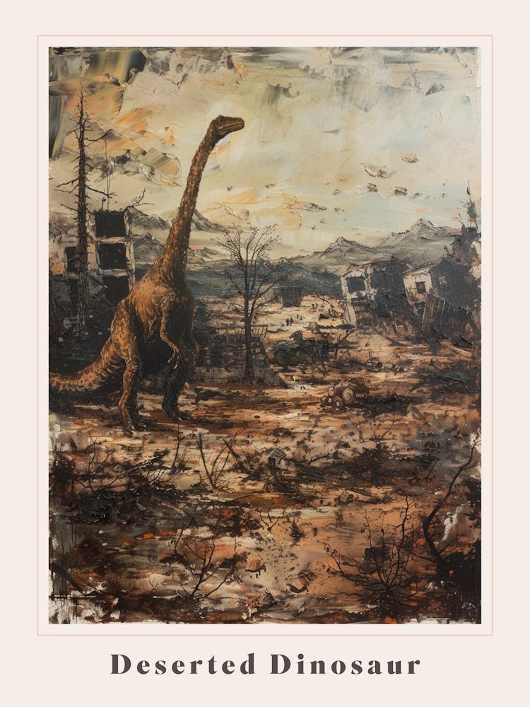 Dinosaur In A Deserted Landscape Painting 1 Poster