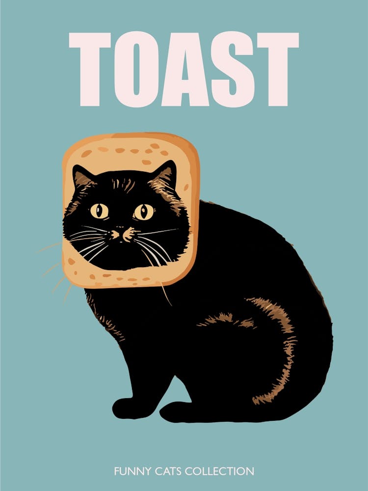 Toast Cat Funny Animals Blue