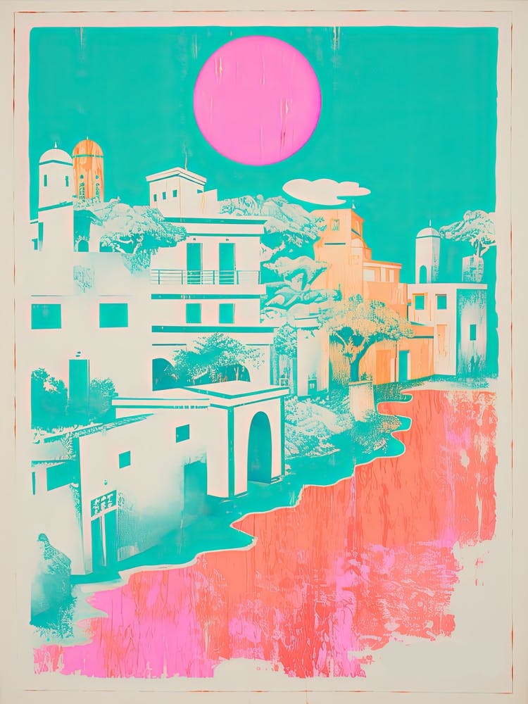 Ibiza In Risograph Style 2