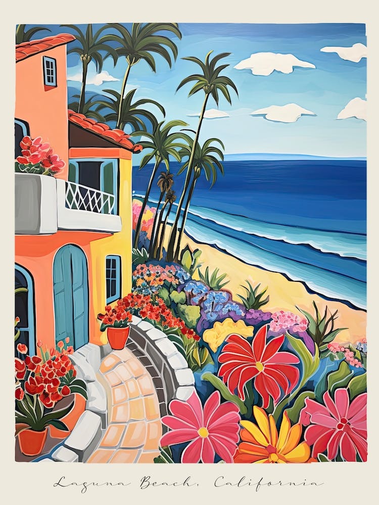Poster Of Laguna Beach, California, Matisse And Rousseau Style 2