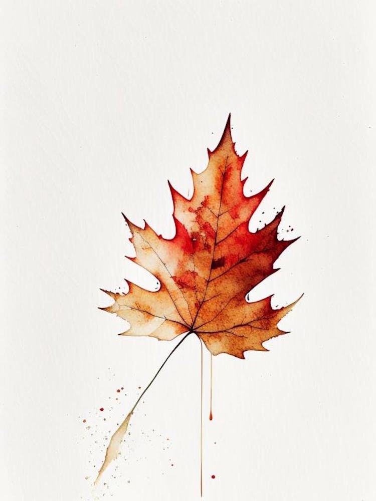 Maple Leaf Minimalist Watercolour 3