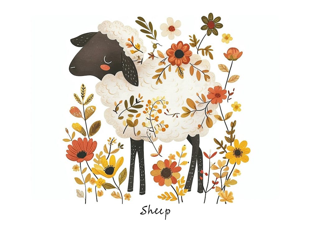 Little Floral Sheep 7 Poster