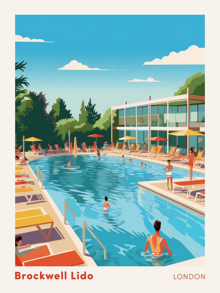 Brockwell Lido London Swimming Poster