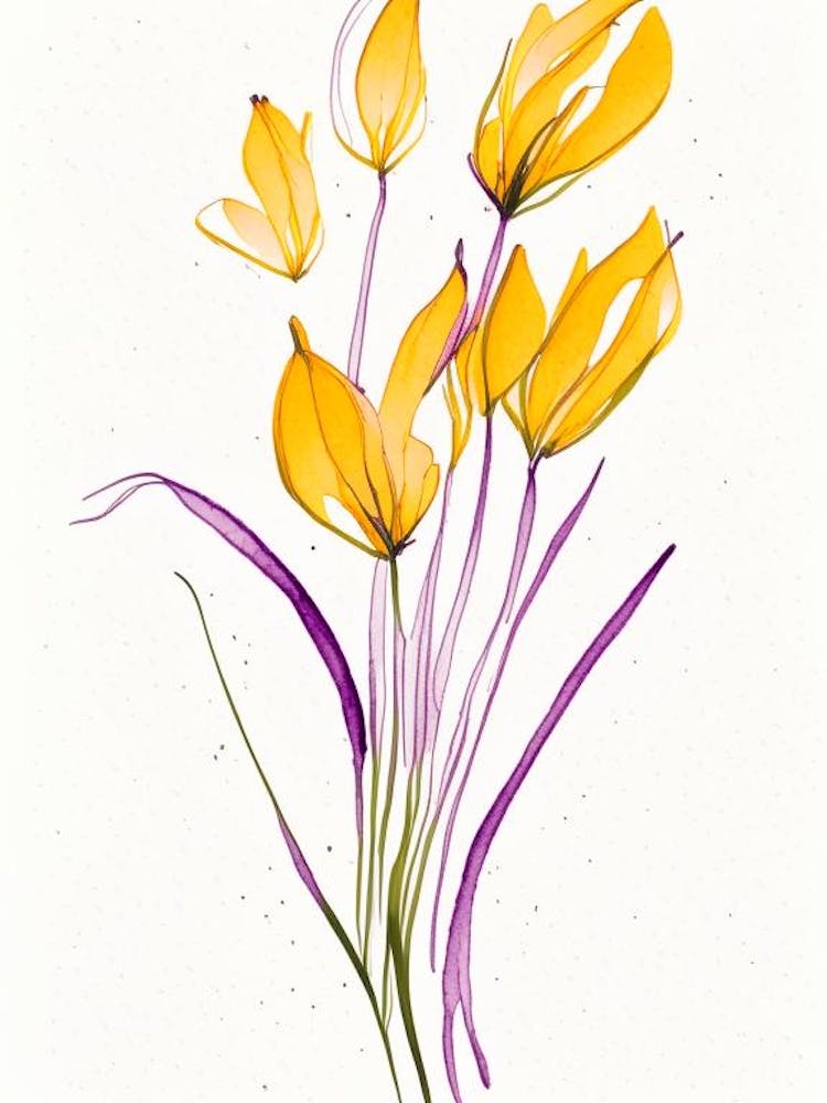 Saffron Herb Minimalist Watercolour 1