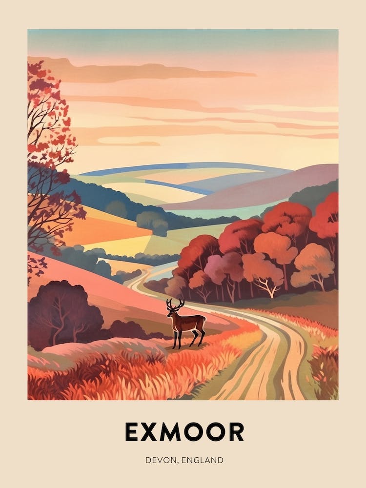 Devon Vintage Travel Poster Exmoor 2
