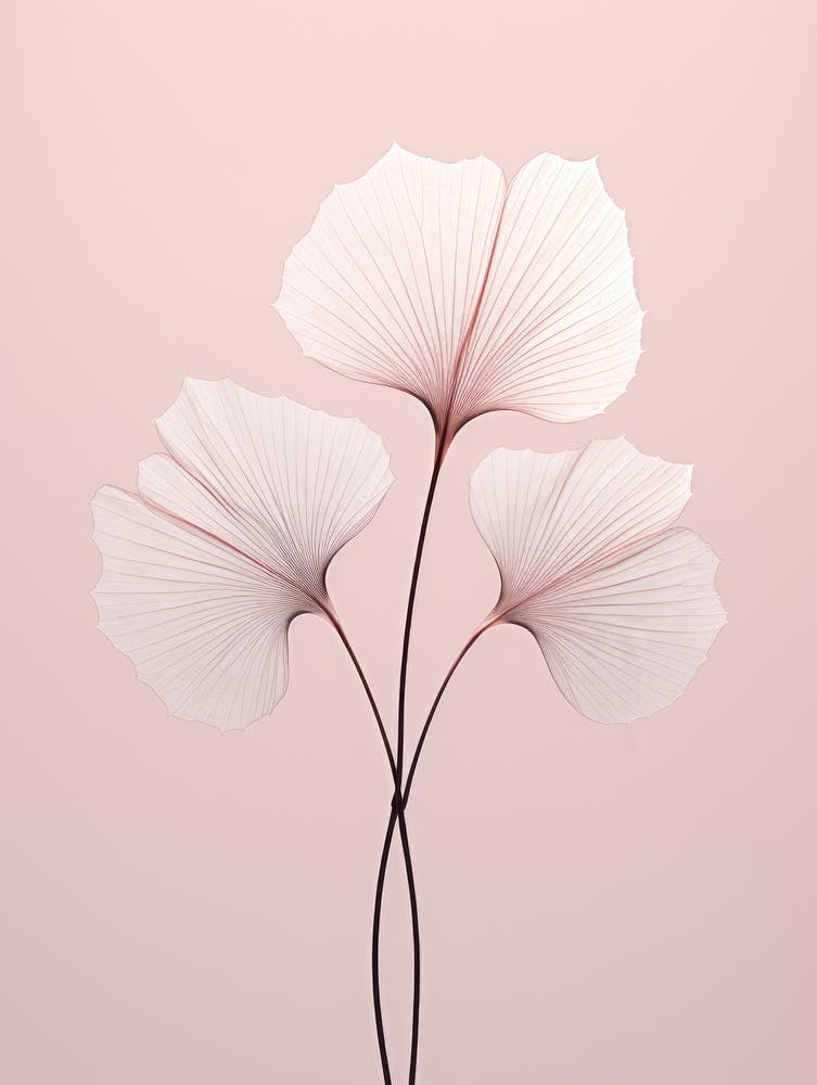 Ginkgo Leaves On Pink Background