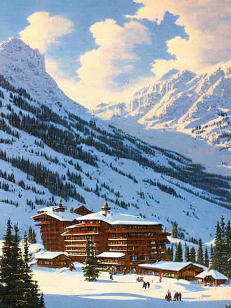 Courchevel, France Ski Resort Vintage Landscape 1 Skiing Poster