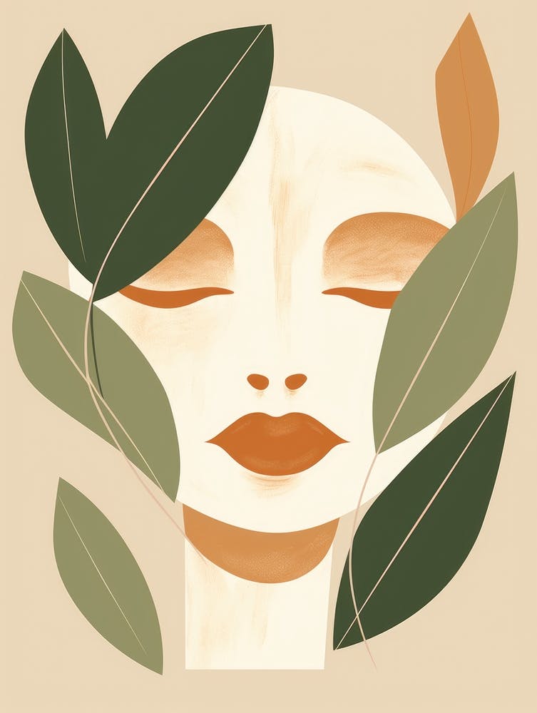 Woman'S Face With Leaves 2