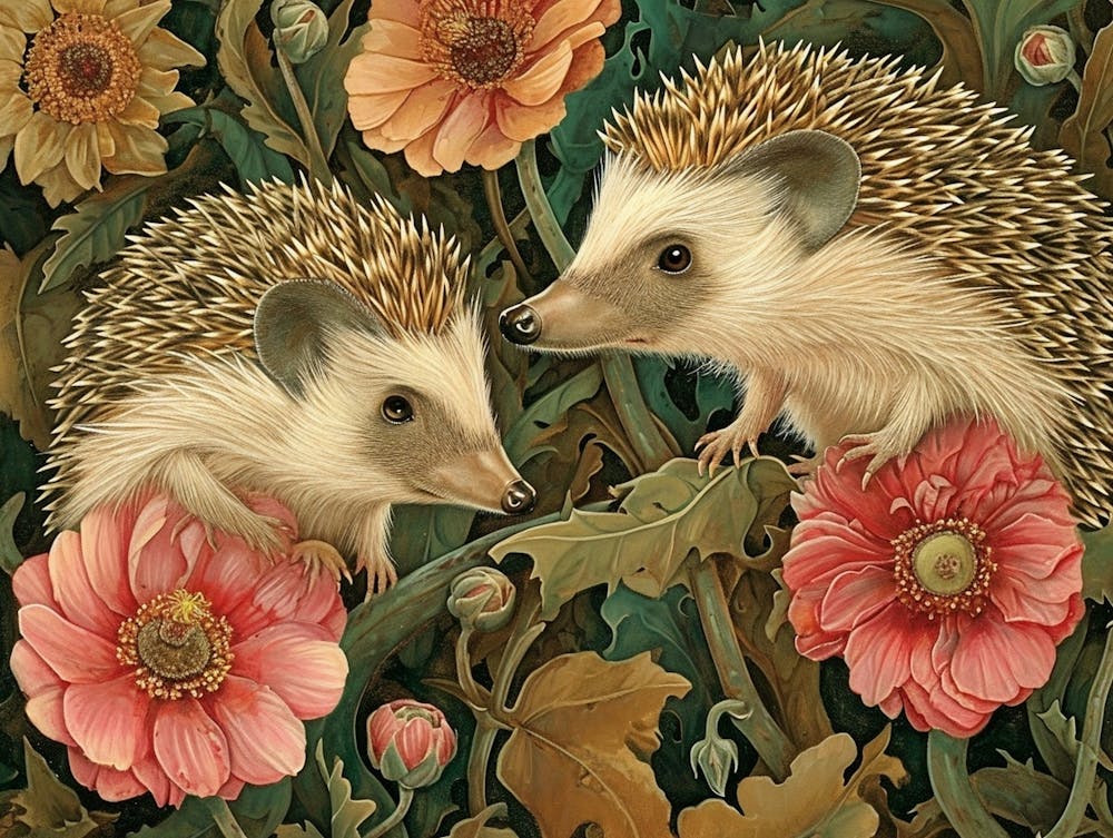 Floral Animal Illustration Hedgehog 8