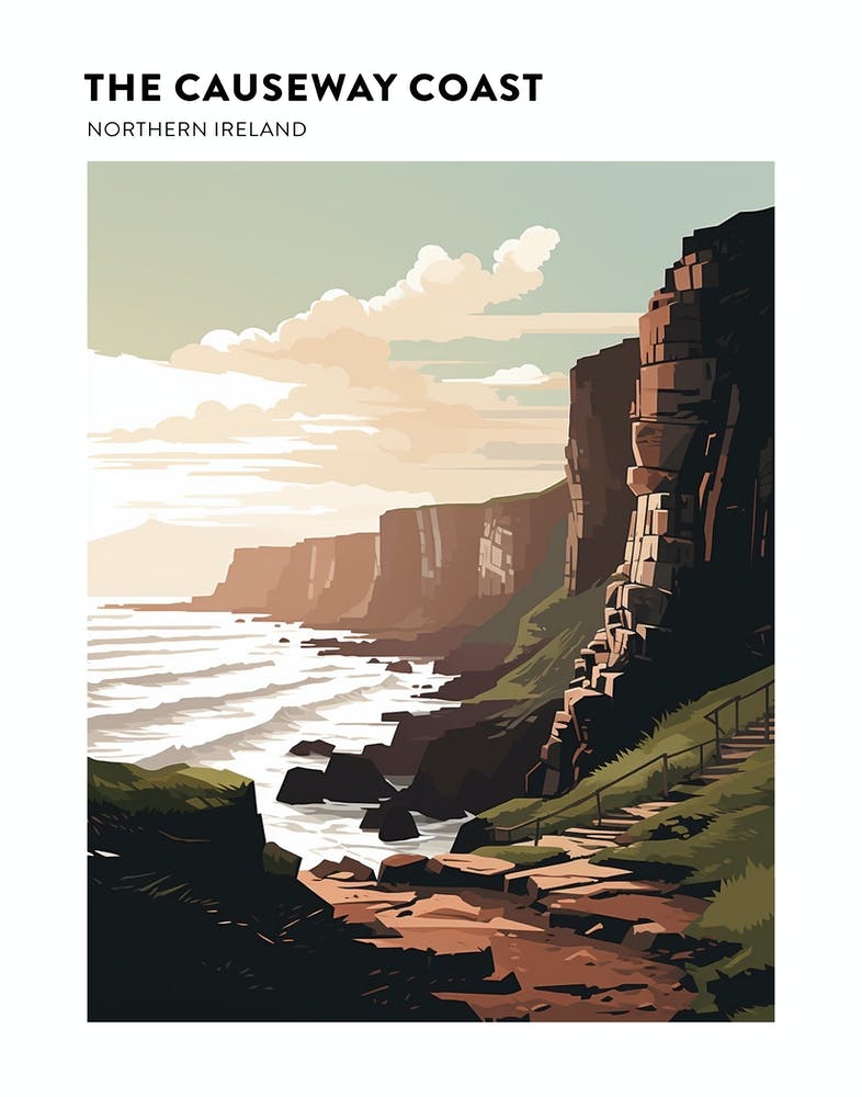 The Causeway Coast Way Northern Ireland 2 Hiking Trail Landscape Poster