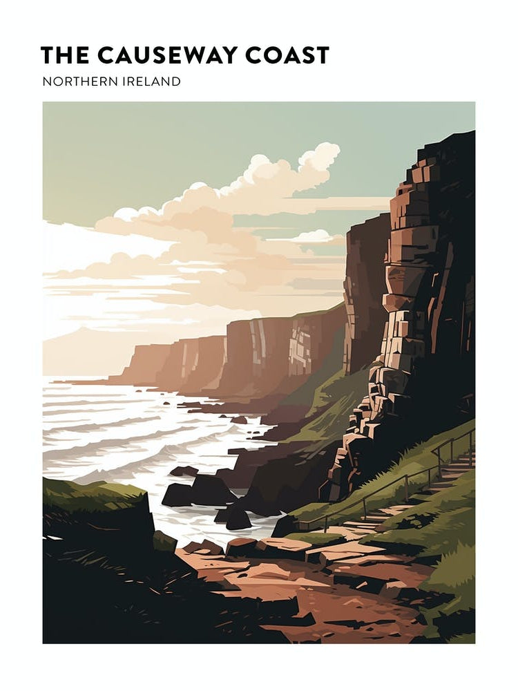 The Causeway Coast Way Northern Ireland 2 Hiking Trail Landscape Poster