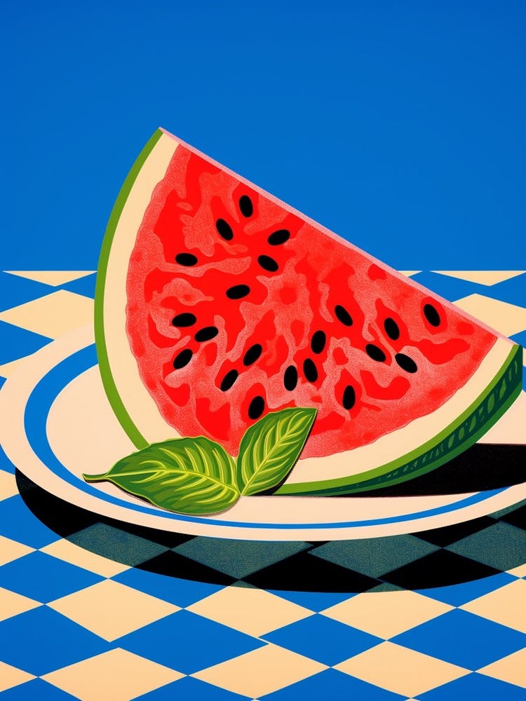 Watermelon Blue Checkerboard 1