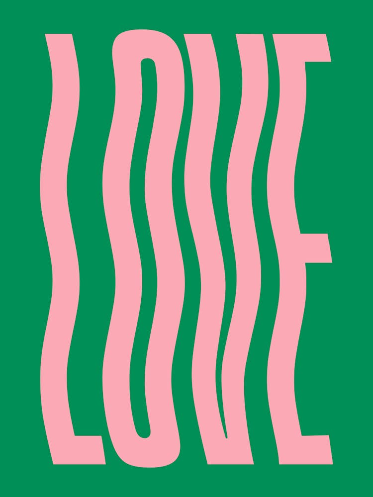 Love wavy text (Green & Pink tone)