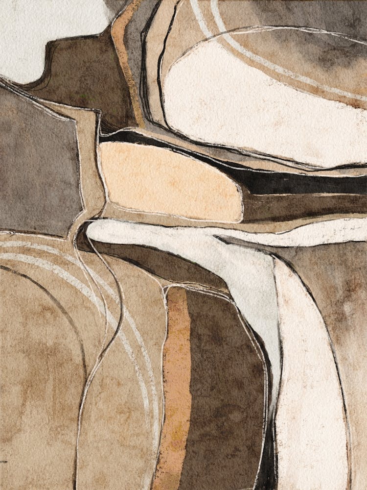 Beige Brown Modern Abstract 2