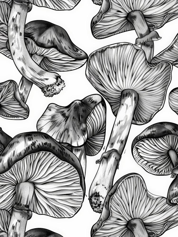Seamless Pattern Of Mushrooms 2