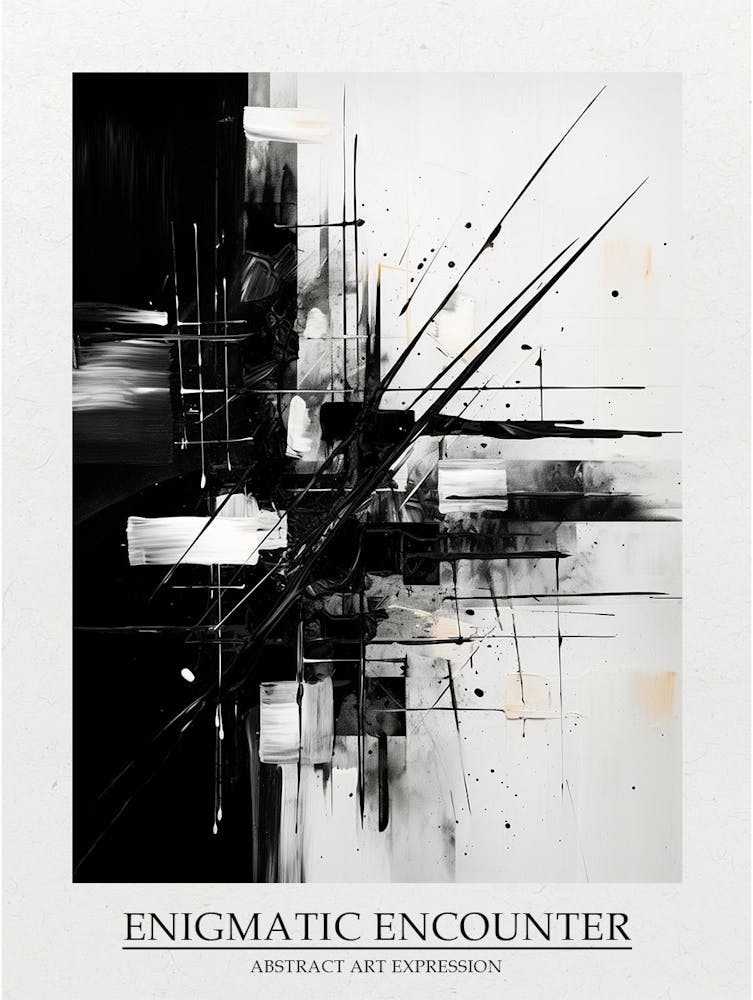 Enigmatic Encounter Abstract Black And White 2 Poster