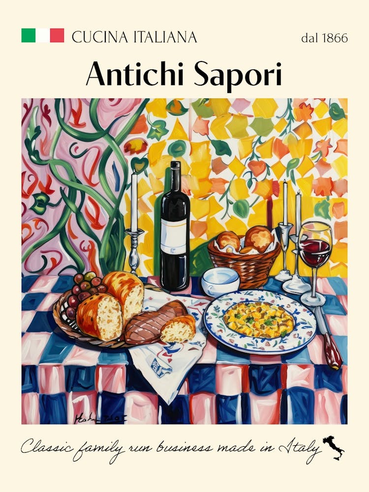 Antichi Sapori Trattoria Italian Poster Food Kitchen