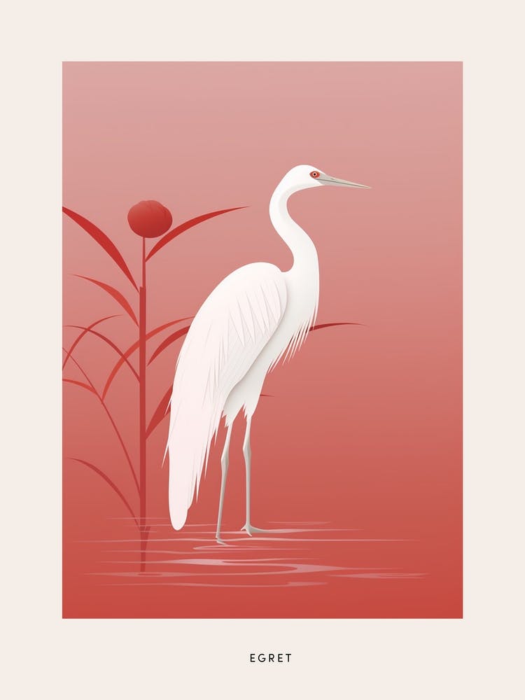 Minimalist Egret 1 Bird Poster