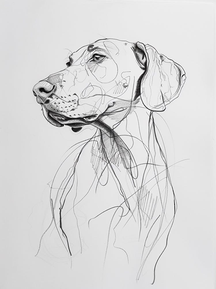 Weimaraner Dog Charcoal Line 2