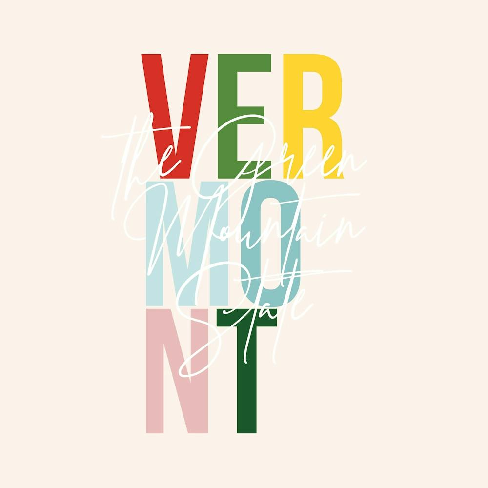 Vermont The Green Mountain State Color Art Print by Typologie Paper Co ...