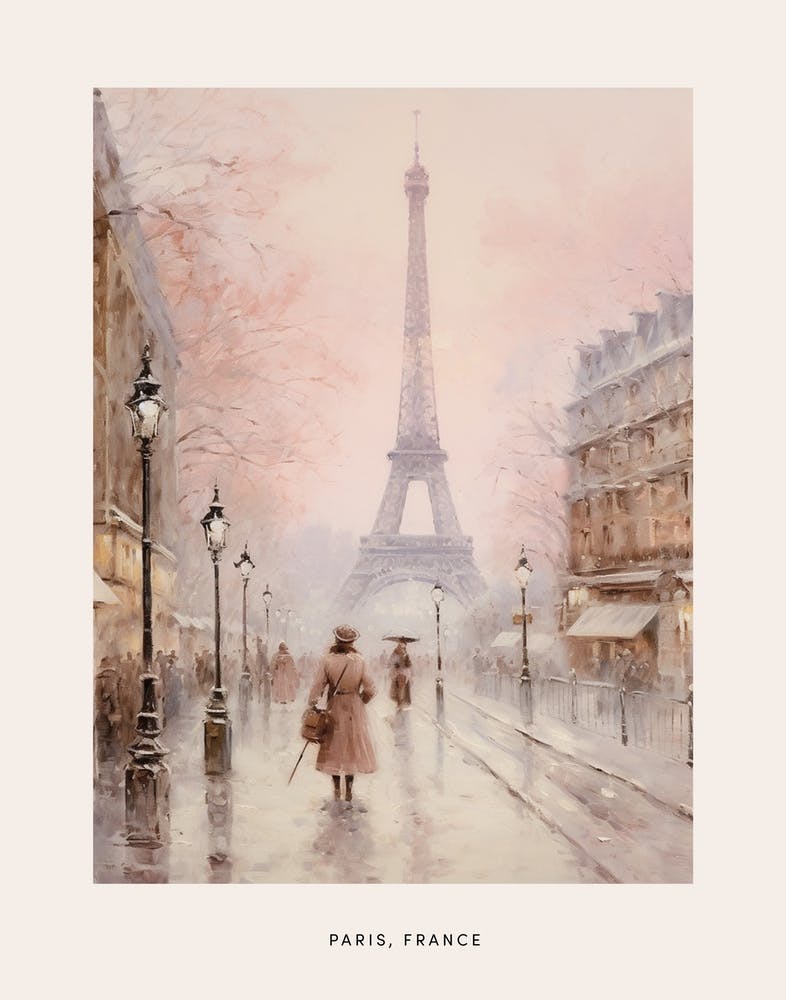 Dreamy Winter Painting Poster Paris France 2