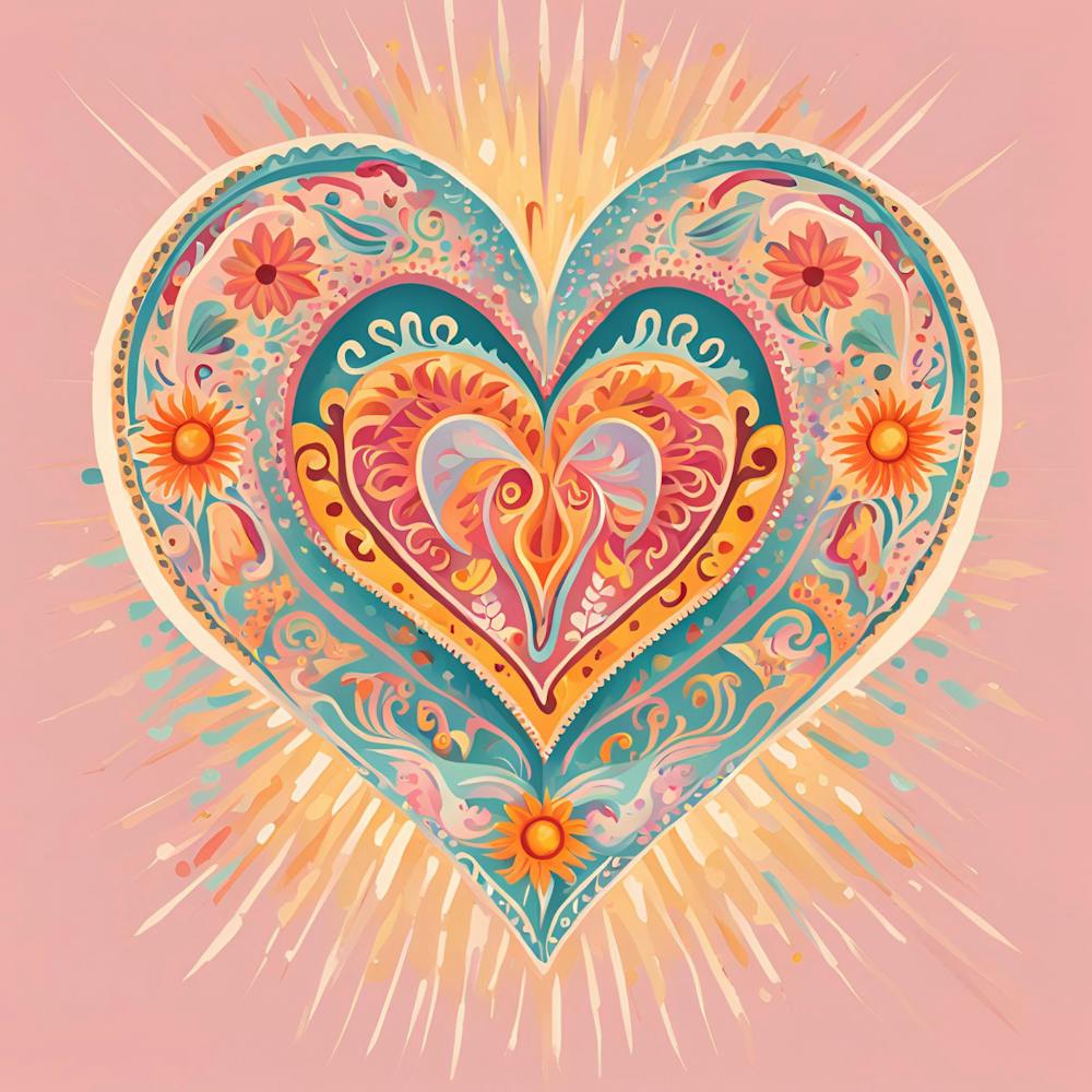 Mexican Dia de los Muertos Pastel Heart Corazon