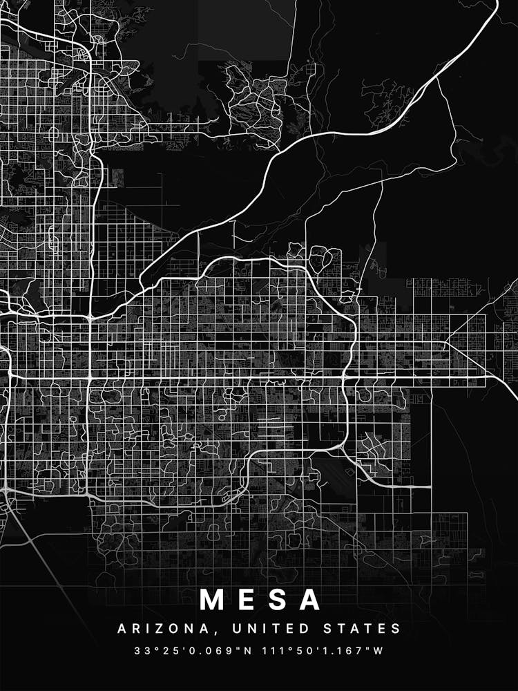 Mesa Arizona USA Black Map