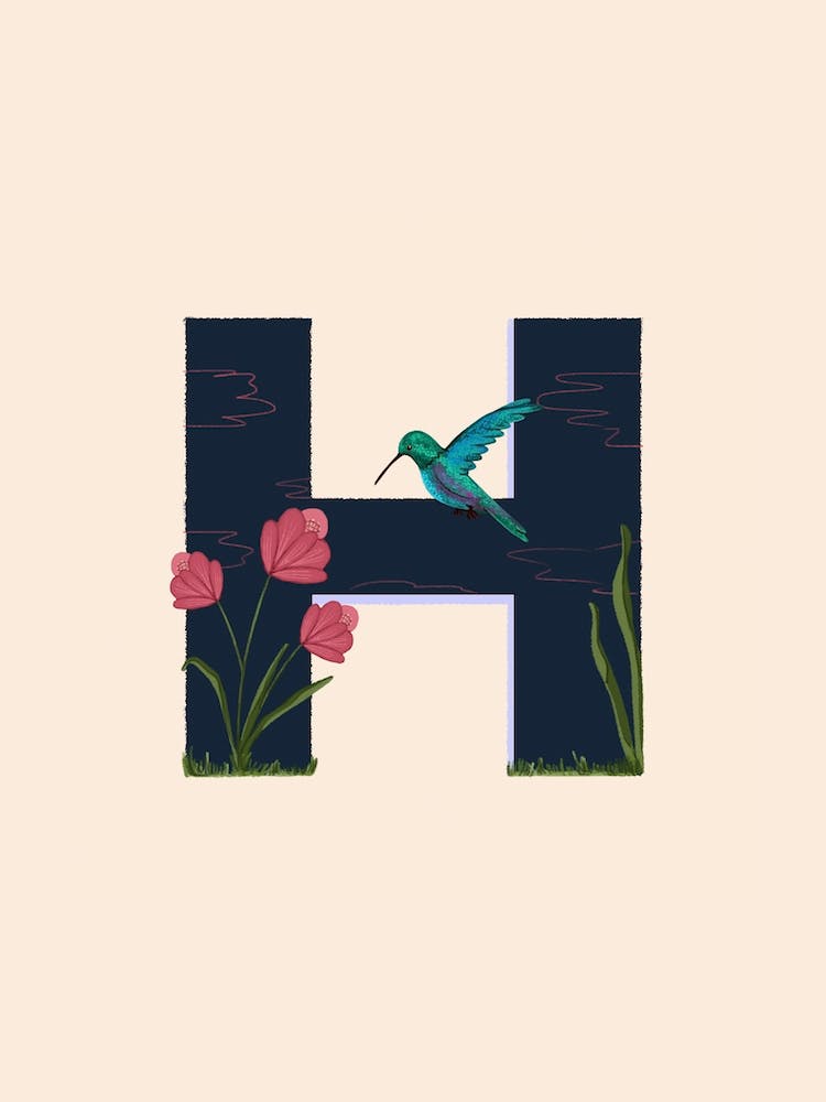 Letter H Hummingbird
