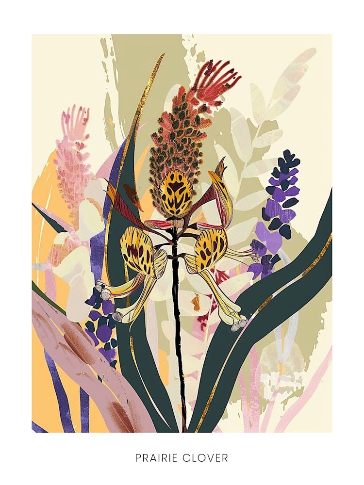 Colourful Flower Illustration Poster Prairie Clover 1