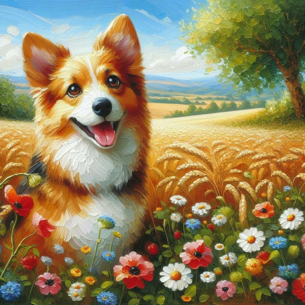 Corgi In The Field
