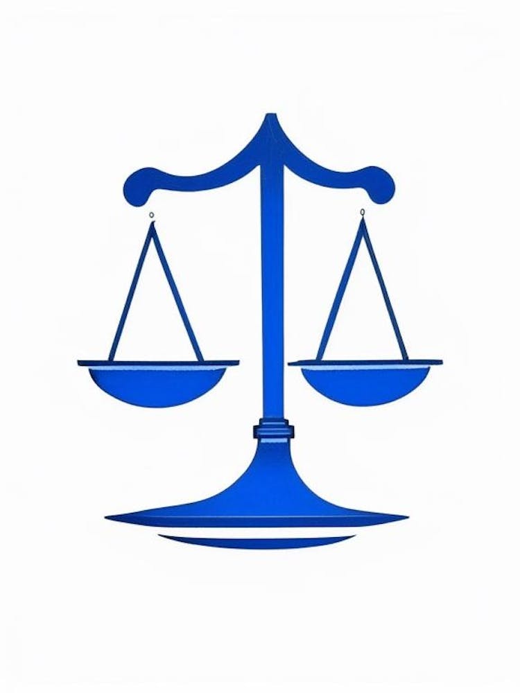 Balance Scale Symbol Blue And White Line Drawing