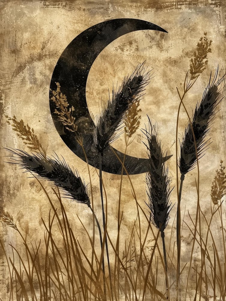 Moon And Wheat Canvas Print
